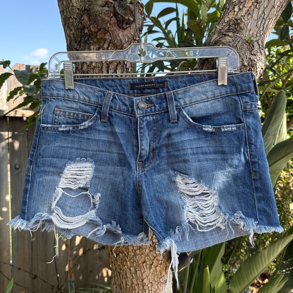 Flying Monkey Platinum Distressed Women’s Denim Shorts - Picture 1 of 7